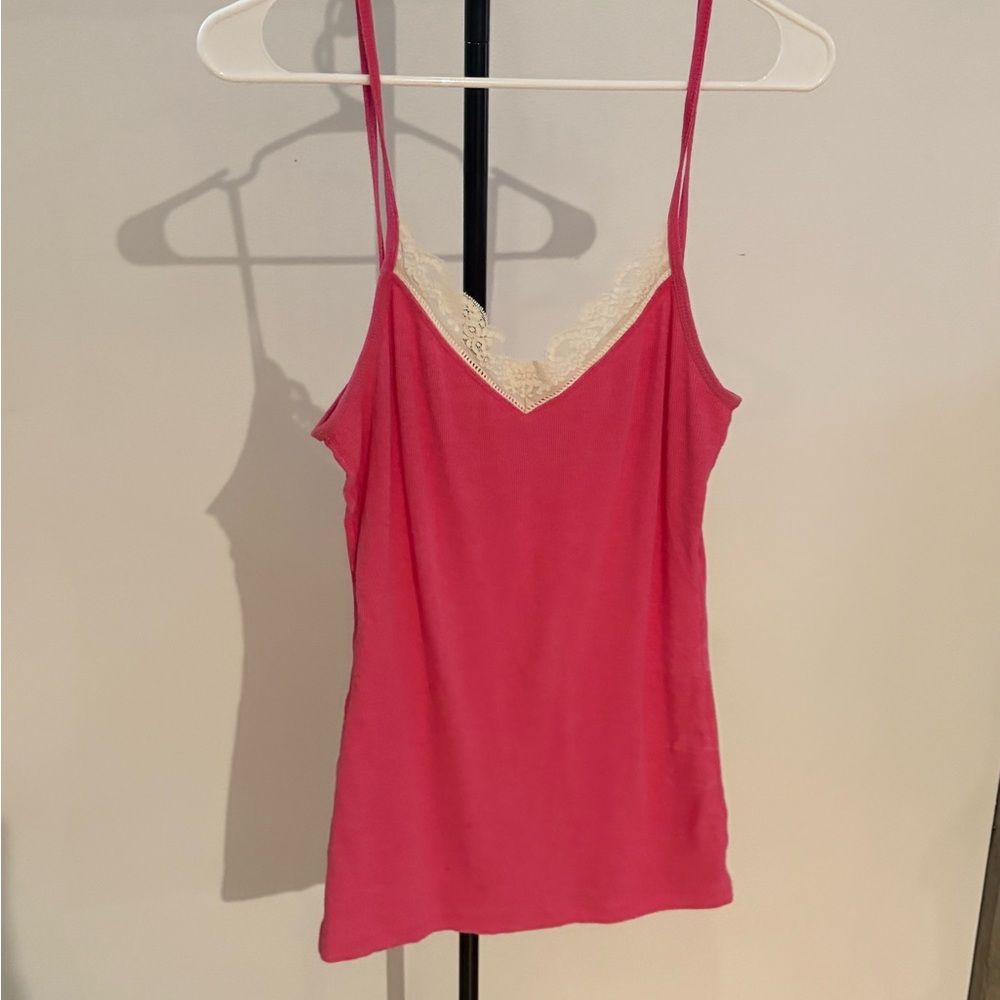 Old Navy Pink Lace Trim Tank Top